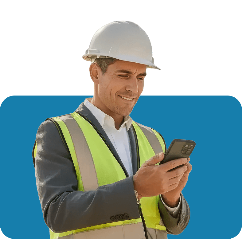 Construction company owner working client app