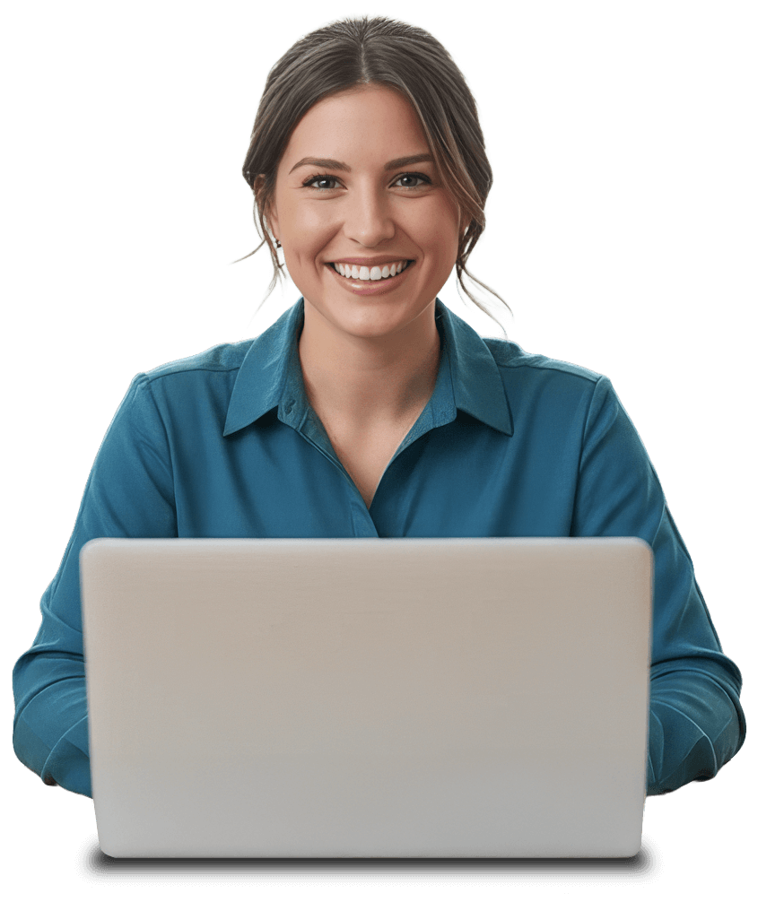 Smiled consultant with laptop